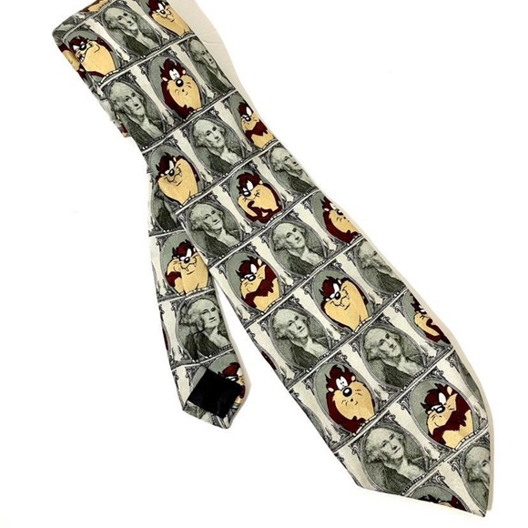 Playful Looney Tunes Tazmanian Devil Ties - Baseball & Dollar Bill - set of 2 - Picture 5 of 6